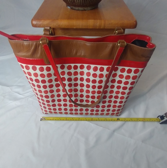 Coach Tote Brown with Red Orange Splotches - Picture 3 of 8